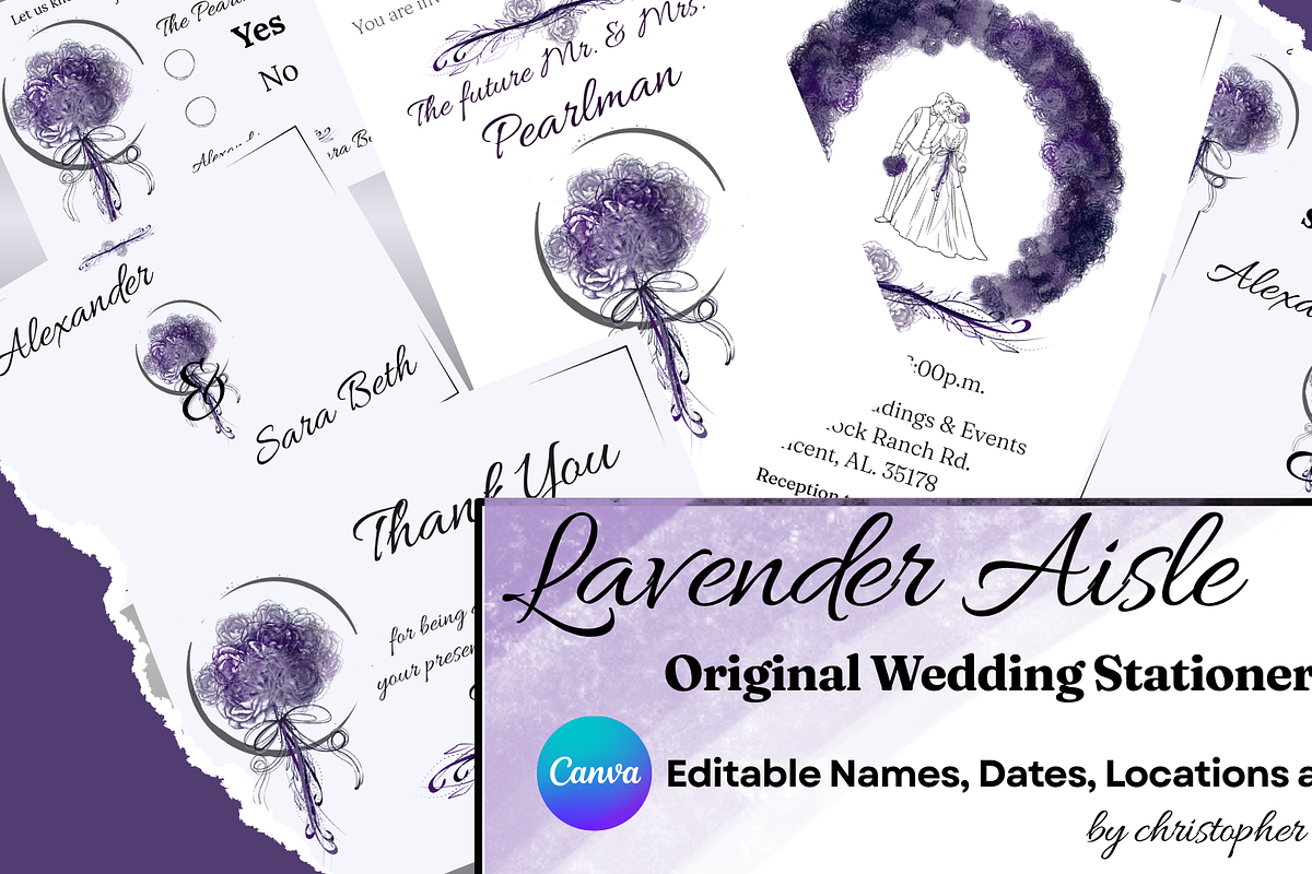 Lavender Aisle Wedding Stationery, an Invitation Template by Christopher Brian Studio (Photo 1 of 2)