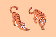 Tigers set + seamless pattern, an Animal Illustration by PaperTrident (Thumbnail 4 of 5)