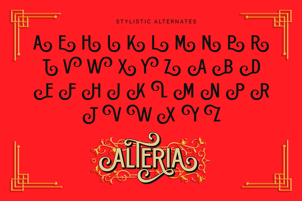 Alteria - Vintage Ornamental Fonts, a Sans Serif Font by Konstantine Studio (Photo 2 of 4)