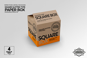 Square Slotted-Type Paper Box Mockup