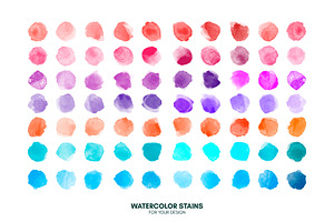 Huge Set Watercolor Vector Stains