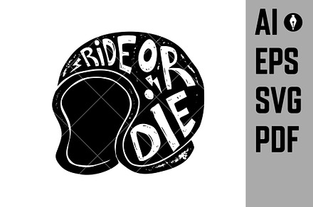 Ride or die. Hand drawn racer helmet, an Object Graphic by Vectorhight