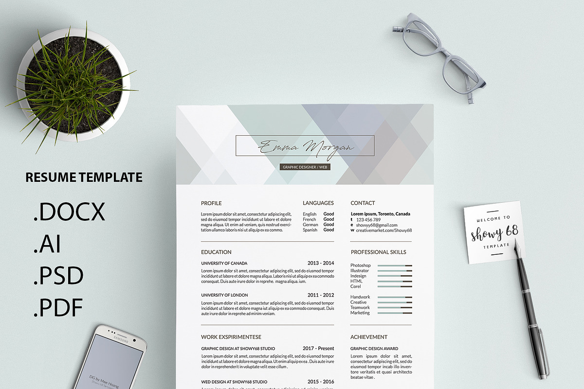 Crystal Pastel CV /Resume Template M, a Resume Template by Showy68 Template (Photo 2 of 4)