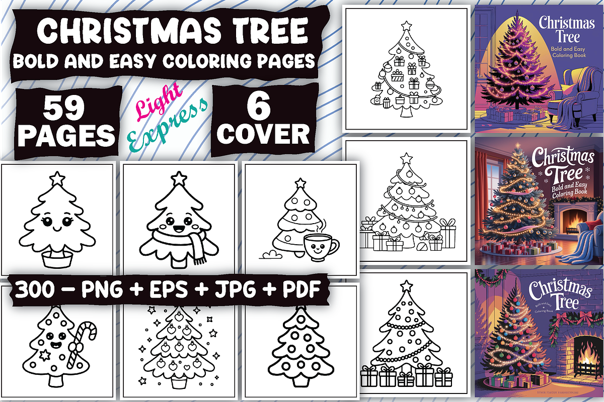 Christmas Tree Coloring Pages, an Illustration by LightExpress (Photo 6 of 7)