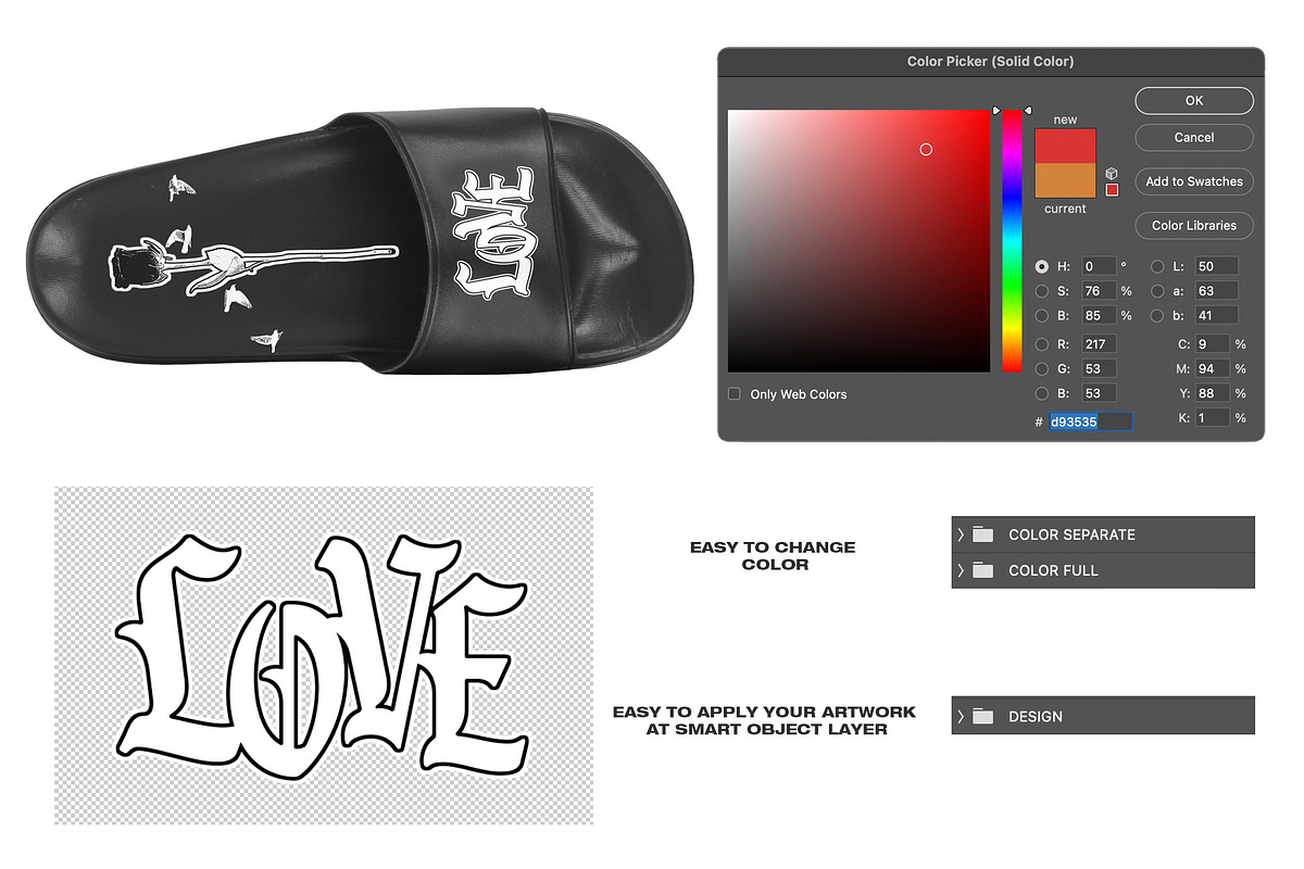 REALISTIC SLIDE SANDALS MOCKUP, a Merchandise Mockup by DaldSgh (Photo 6 of 8)
