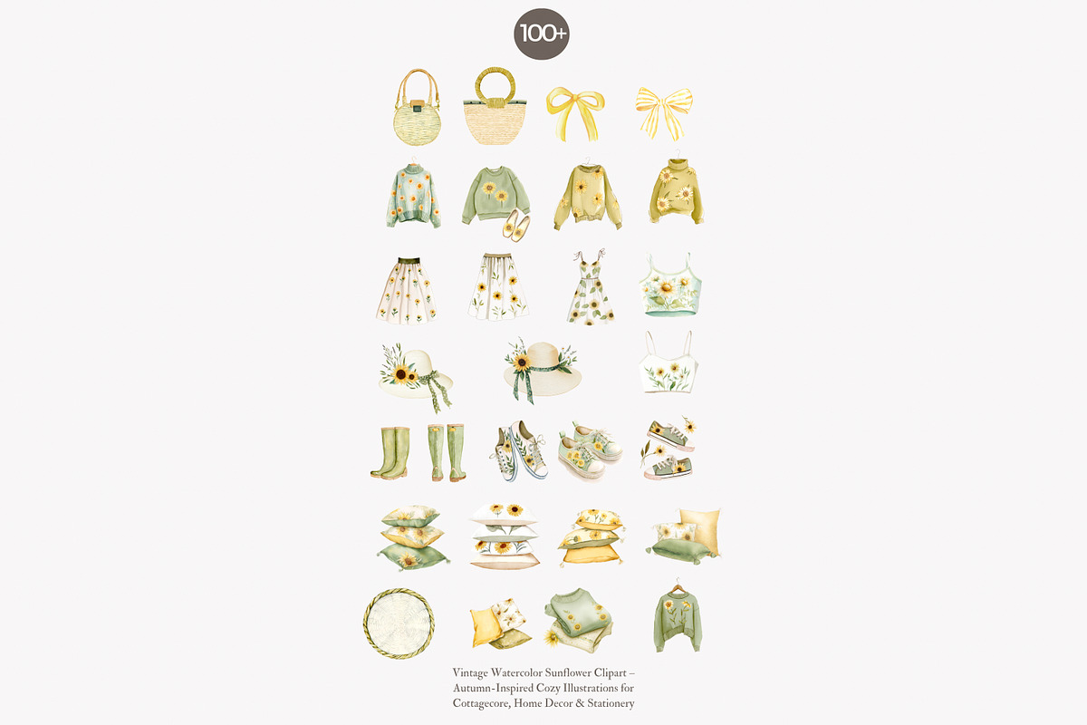 sunflower cottagecore clipart set, a Decorative Illustration by Patishop Art (Photo 10 of 10)