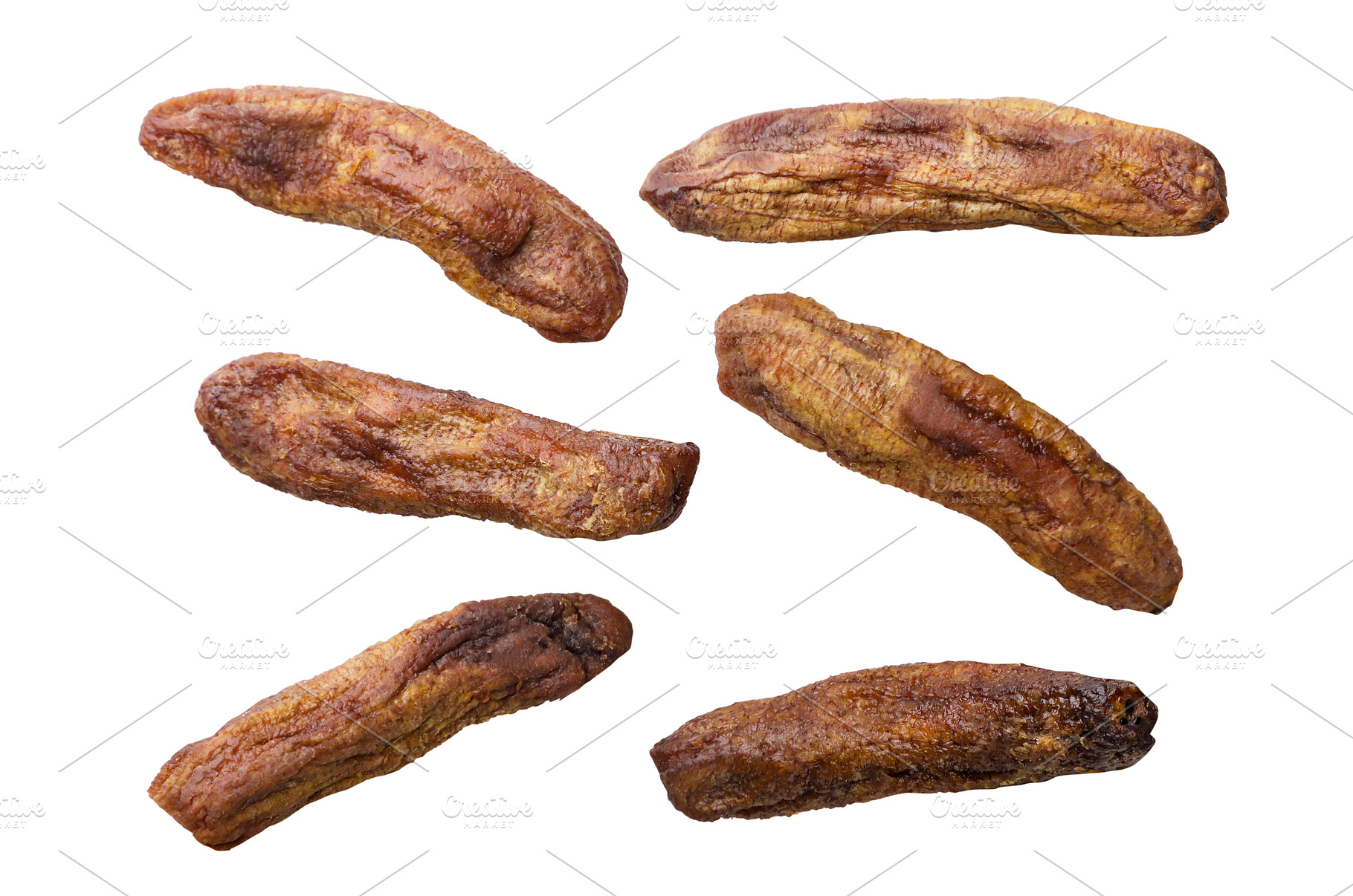 Set of dried bananas on a white, a Food & Drink Photo by innakreativ
