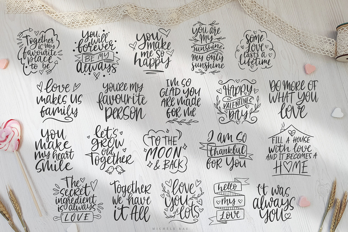Handlettered Valentine's Love Quotes, an Illustration by Michèle Kae (Photo 4 of 10)