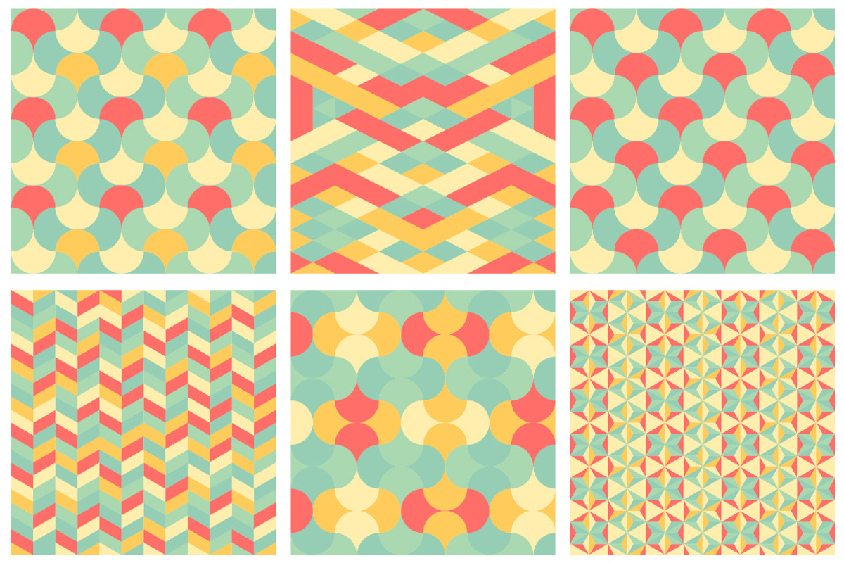 Pastel Geometric Retro Patterns, a Background Graphic by Atthameeni (Photo 3 of 3)