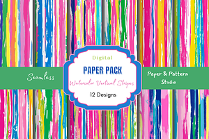 Watercolor Vertical Stripes Pattern