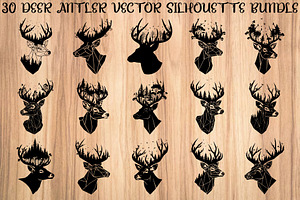 Deer Antler Silhouette Bundle