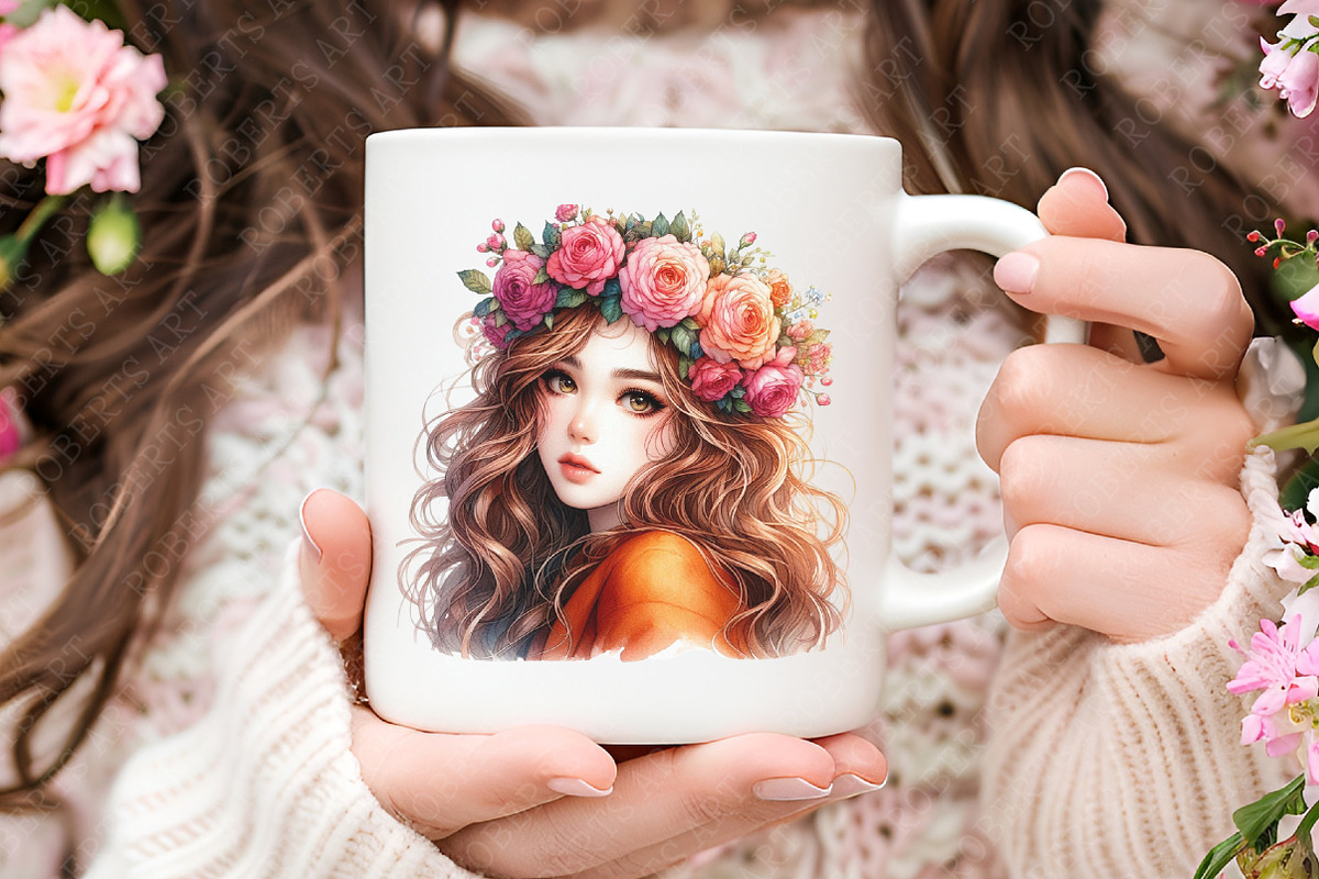 Girls with Fall Flowers Clipart, an Illustration by RobertsArt (Photo 7 of 7)