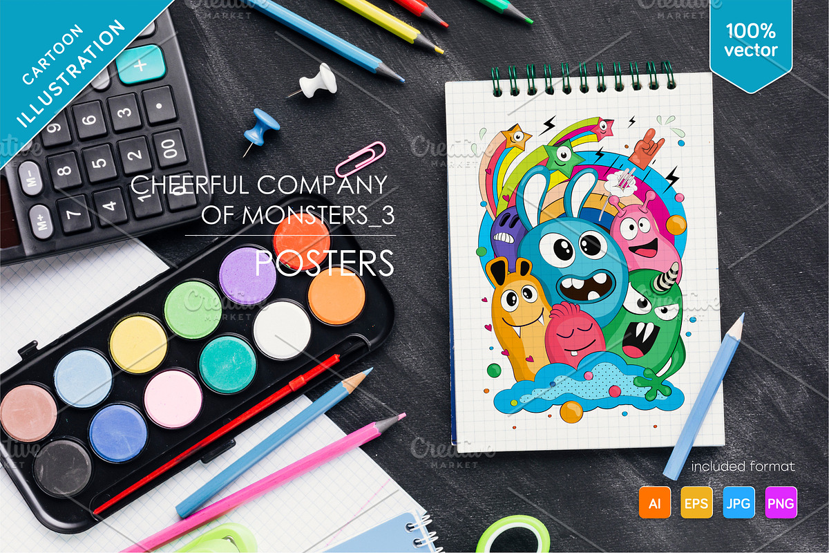 Cheerful company of monsters 03., an Animal Illustration by KENO Mascots (Photo 2 of 6)
