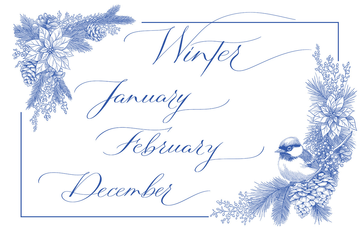 4 Seasons. Calligraphy and Frames., a Seasonal Illustration by Line and Bloom (Photo 8 of 13)