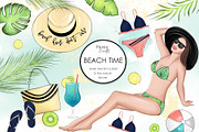 Beach Fashion Clipart, an Illustration by Papaya Craft (Thumbnail 1 of 4)
