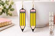 Pencil Earrings Laser Cut SVG, an Object Graphic by Canvas Craft (Thumbnail 1 of 4)
