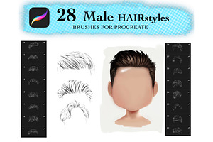 Male Hair Stamps Brushes Procreate