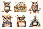 Boho Owl Sublimation Clipart, an Illustration by Dream Creation (Thumbnail 6 of 7)