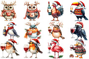Christmas Funny Bird with Wine, an Illustration by DreamArtGraphic (Thumbnail 4 of 5)