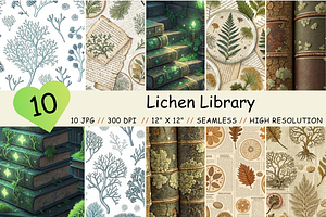 Lichen Library Digital Paper, a Pattern Graphic by FloridPrintables