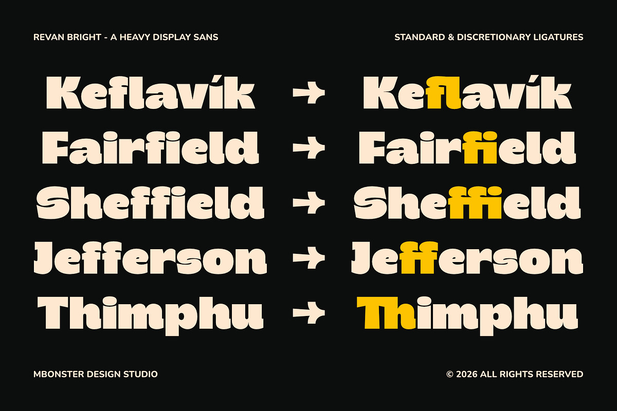 Revan Bright - Heavy Playful Sans, a Sans Serif Font by Mbonster Design Studio (Photo 13 of 16)