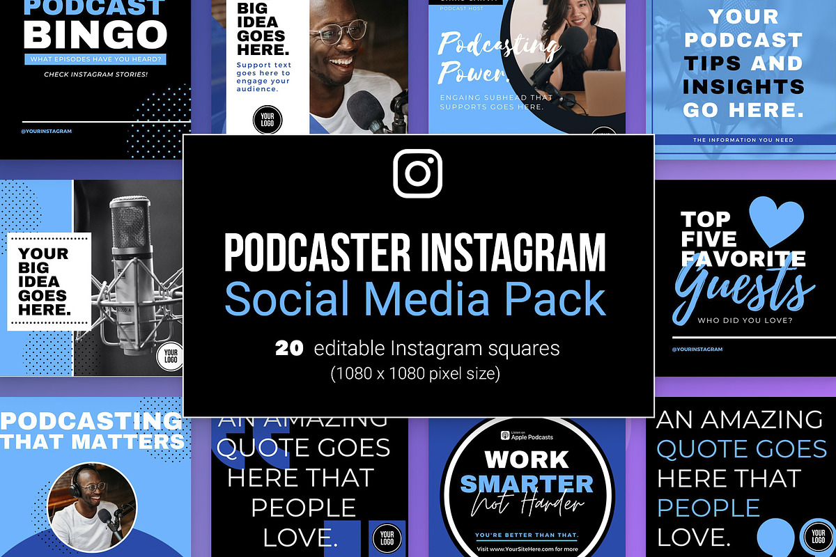 Podcast Social Media Templates, a Social Media Template by Mike Brennan Art & Design (Photo 1 of 4)
