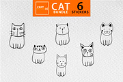 Black & White Cat Bundle 6 Designs, an Illustration by LaserCutano (Thumbnail 1 of 7)