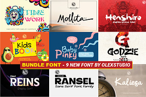 BUNDLE FONT - 9 new font Olexstudio