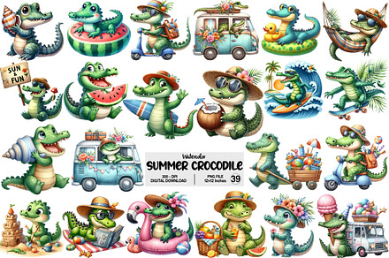 Summer Crocodile Character Clipart