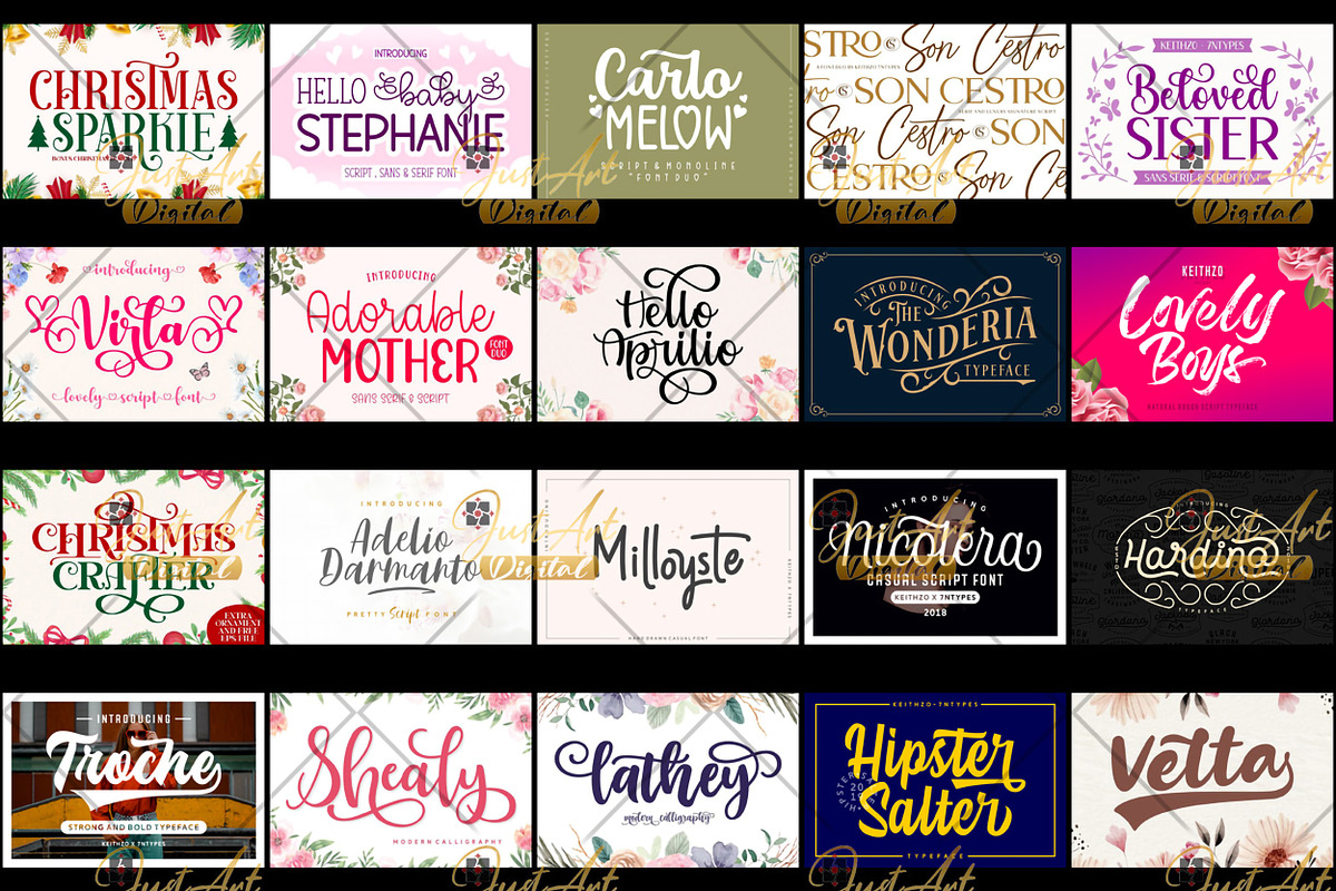 Wonderful Script Font Bundle, a Script Font by JustArtDigital (Photo 3 of 4)