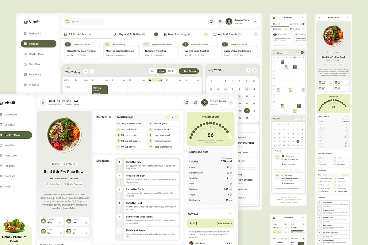 Nutrition & Diet Dashboard UI Figma, an UI Kit Template by peterdraw (Photo 2 of 7)