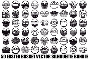 Easter Basket Vector Silhouette Bund, an Illustration by Designs_River