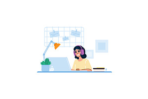 Young woman working from home, an Object Illustration by pikepicture