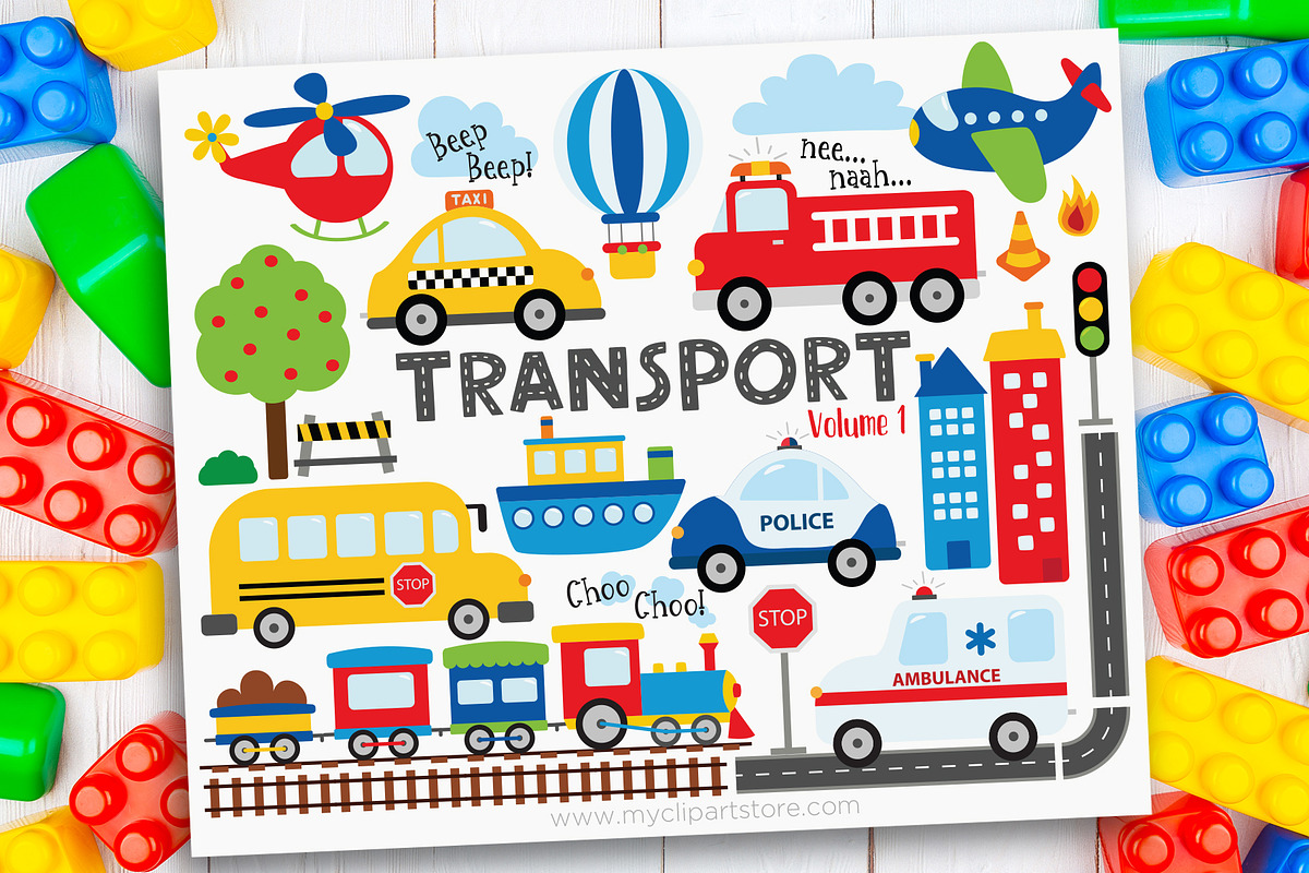 Transport, Trains, Airplanes, Cars, a Transportation Illustration by MyClipArtStore (Photo 1 of 3)