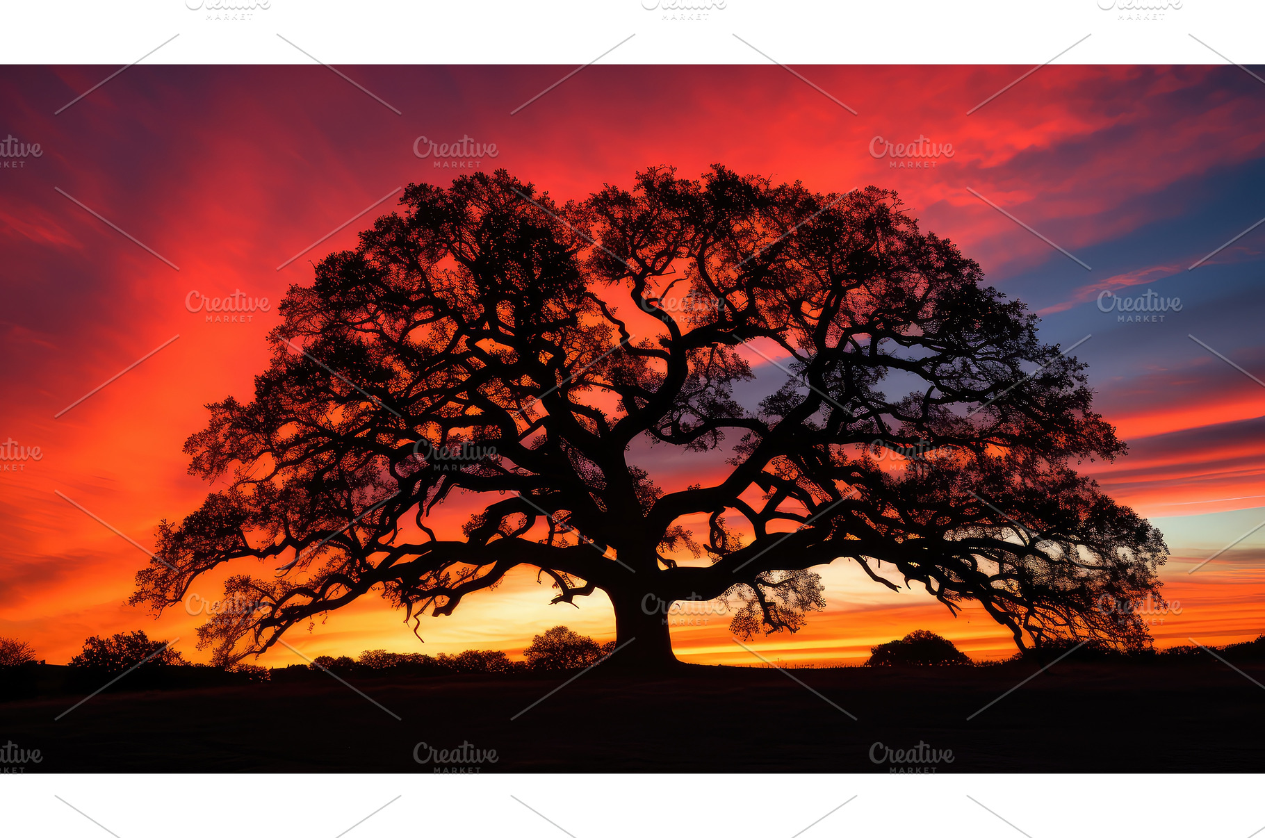 forest oak tree silhouette ai, a Nature Photo by pikepicture