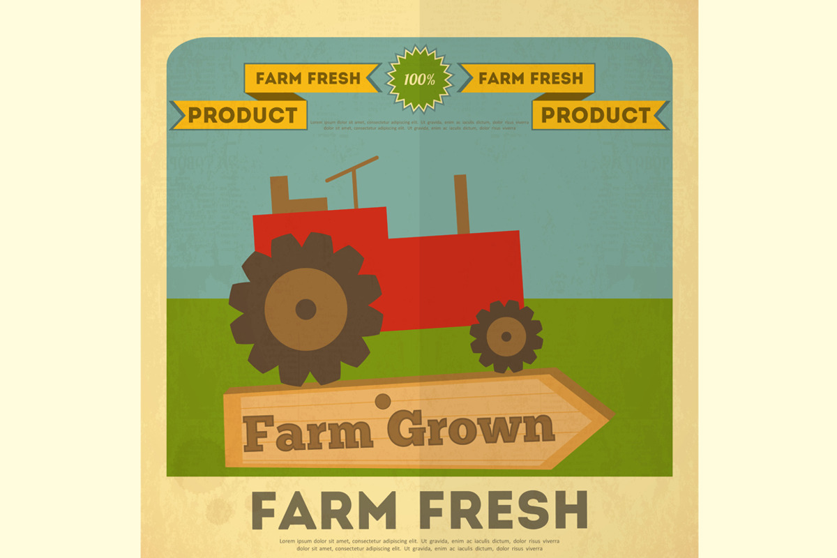 Poster for Organic Farm Food, a Food Illustration by ELFIVETROV DESIGN