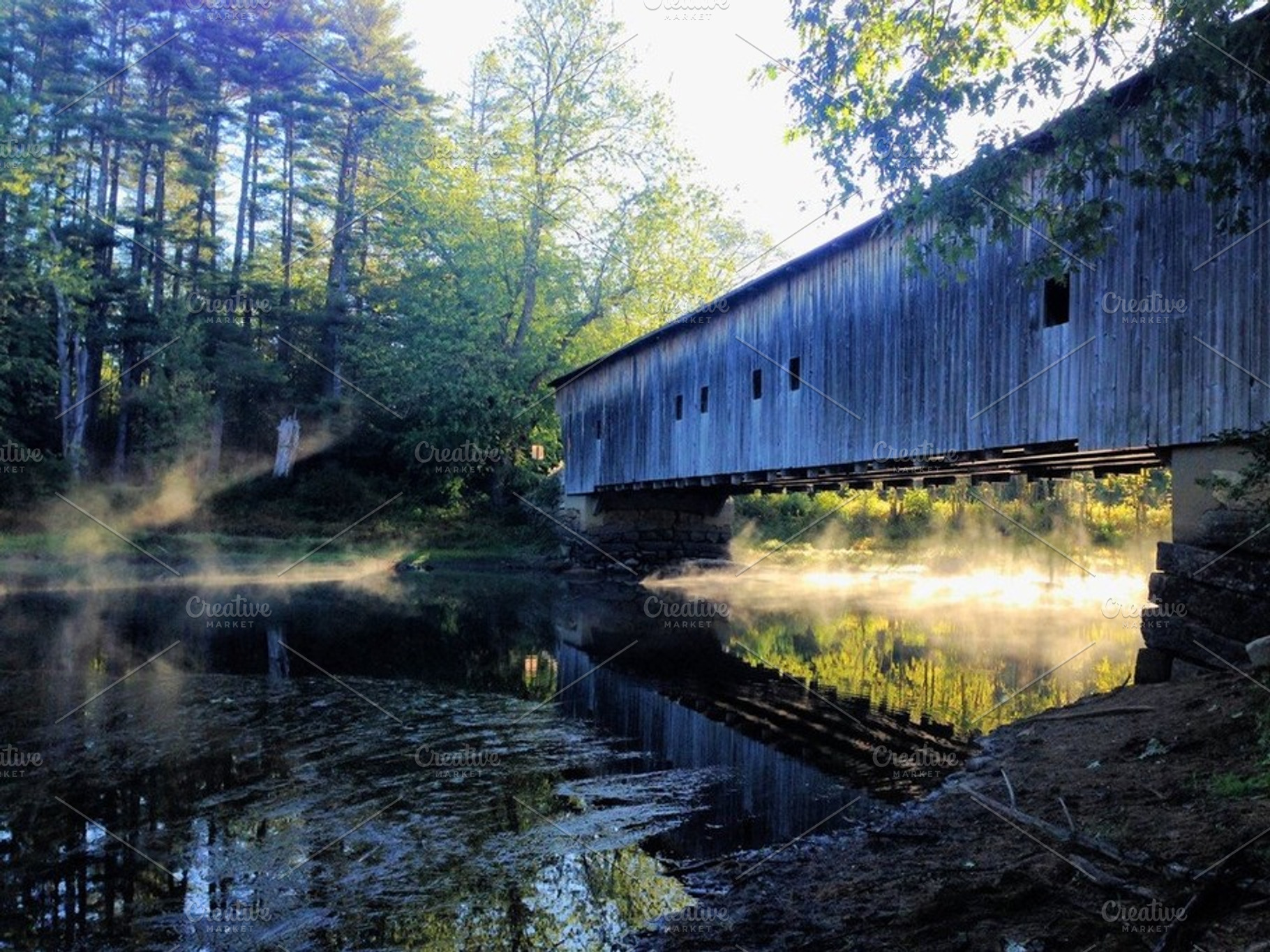 Morning Light Covered Bridge Photo, a Nature Photo by AmandaFagan