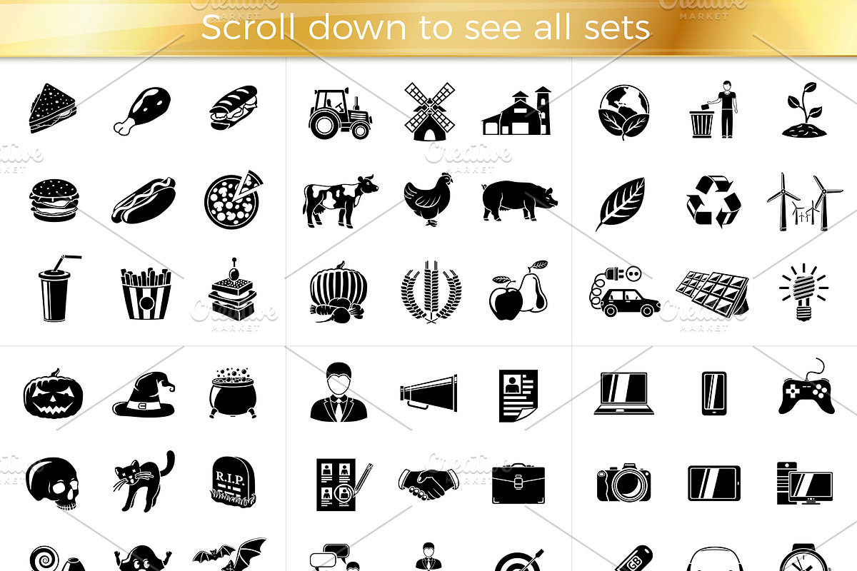 Mega Black Icons Pack - EPS, PNG, an Icon by Tashal (Photo 8 of 8)