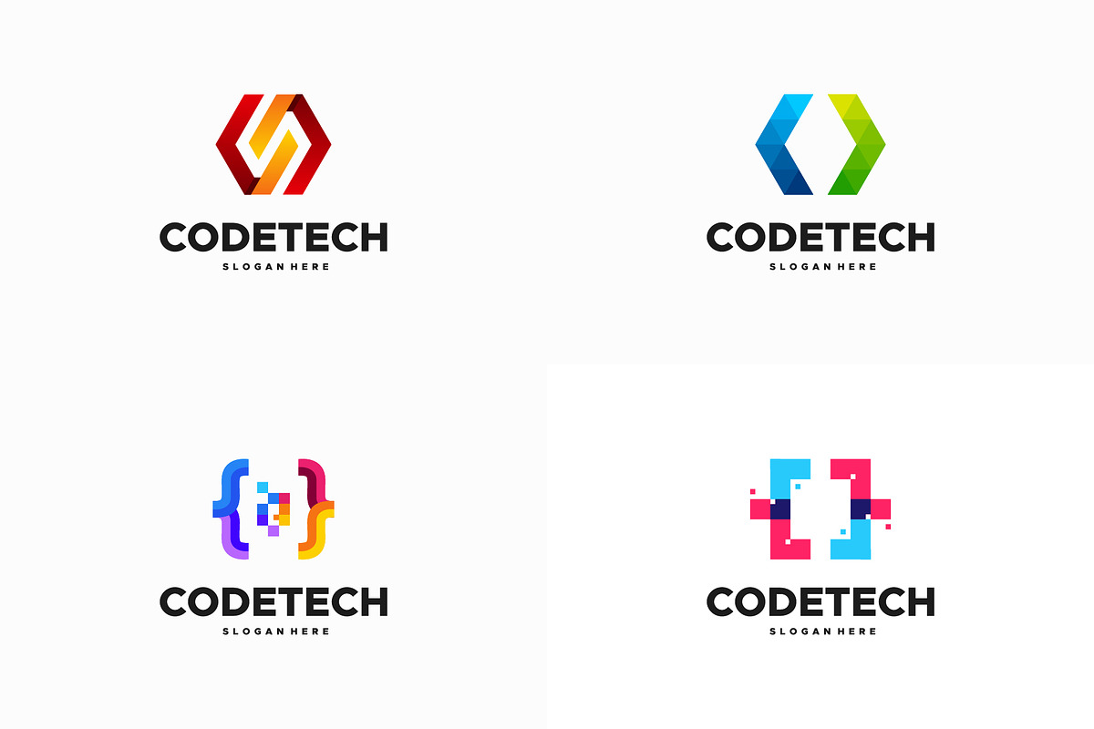 Set of Modern Coding logo designs, a Branding & Logo Template by Lucky Creative (Photo 3 of 5)