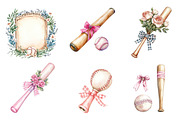 Coquette Baseball Clipart, an Illustration by CreationArt (Thumbnail 2 of 5)