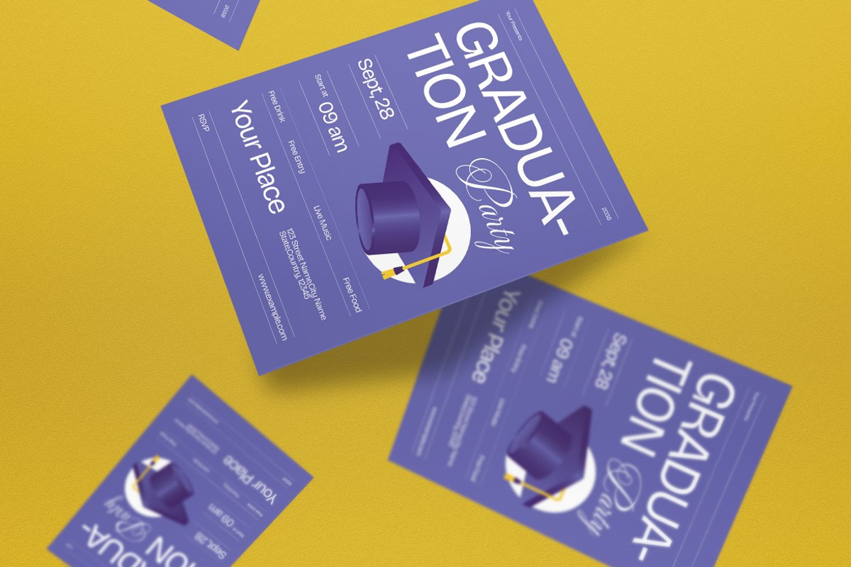Purple Graduation Party Invitation, an Invitation Template by graphicook (Photo 2 of 3)