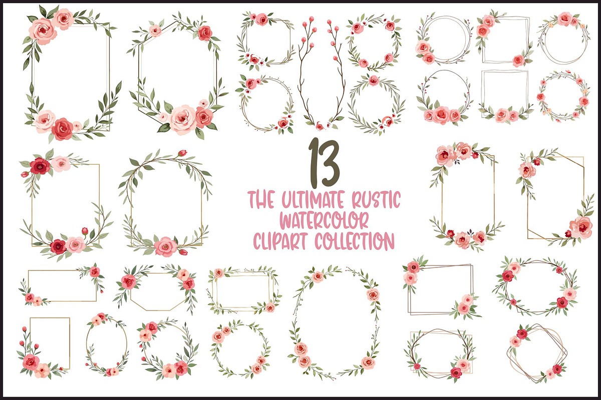 Rustic Floral Geometric Frame Bundle, an Illustration by musafir_fashion (Photo 1 of 14)