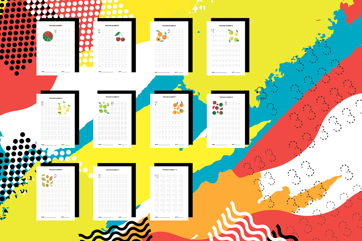 Let's Trace Numbers 0-10. Worksheets, an Education Illustration by Masherdraws (Photo 3 of 4)