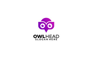 Owl Head Logo Gradient Color Templat