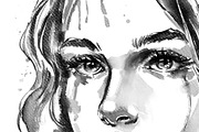 Crying Woman Ink painting, a Person Illustration by Elena Naumchenkova (Thumbnail 3 of 3)