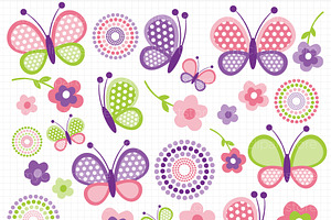 Pink Butterflies - Vector Clipart