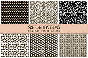 6 Black Sketched Seamless Patterns, a Pattern Graphic by Olya Creative (Thumbnail 1 of 5)