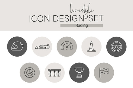Linestyle Icon Design Set Racing