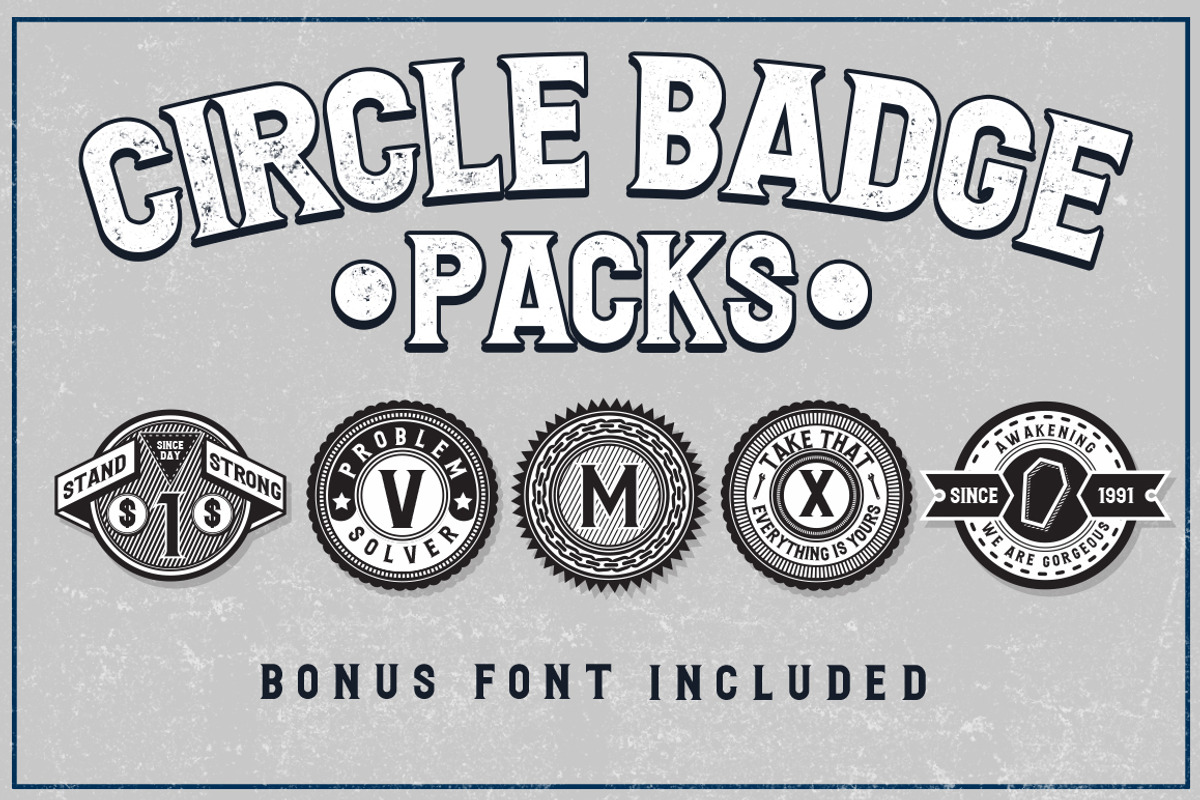 5 Circle Badges + Bonus Font