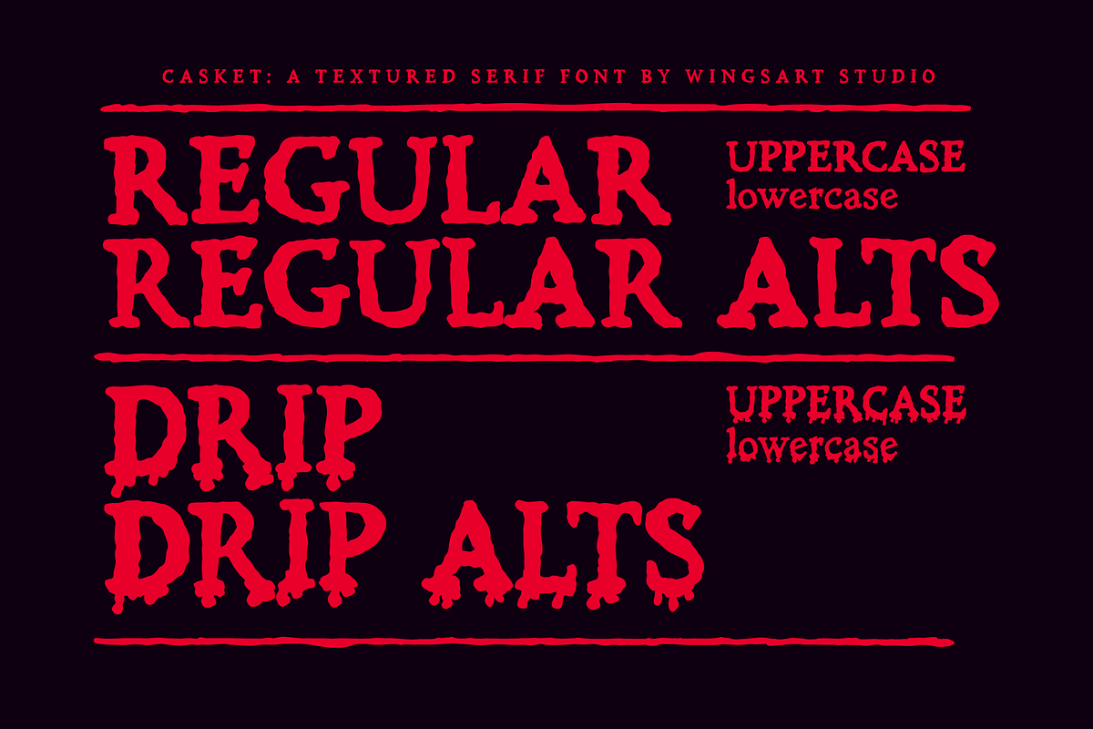 Casket - A Spine-Chilling Serif Font, a Serif Font by Wingsart Studio (Photo 2 of 15)